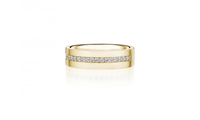 Henri Daussi 6mm Men's Wedding Band MB133 14k Gold Yellow 0.31 Ctw.