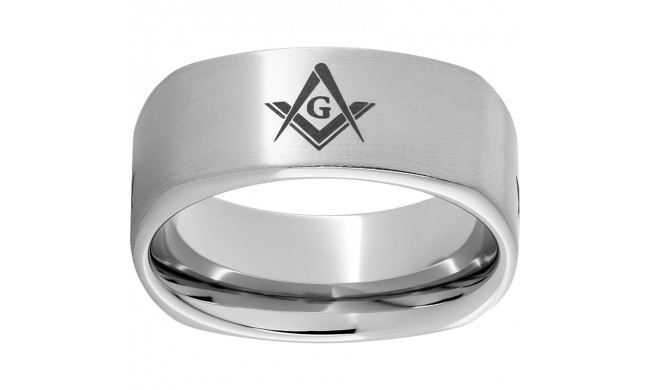 Serinium Square Band with Satin Finish and Masonic Laser Engraving