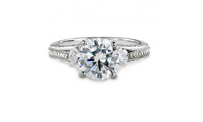 18k White Gold Classic Three Stone Diamond Engagement Semi Mount Ring