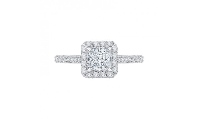 Shah Luxury 14K White Gold Princess Diamond Halo Engagement Ring (Semi-Mount)