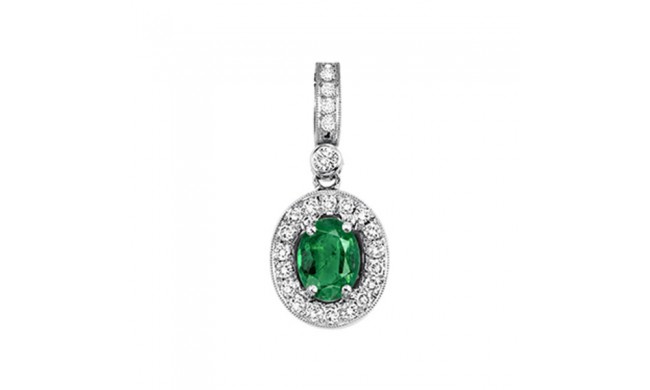 Gems One 14Kt White Gold Diamond (1/8Ctw) & Emerald (5/8 Ctw) Pendant