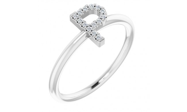 14K White .07 CTW Diamond Initial P Ring