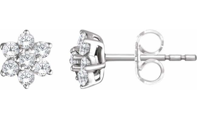 14K White 3/8 CTW Diamond Flower Earrings