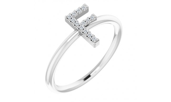 14K White .06 CTW Diamond Initial F Ring