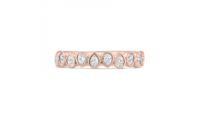 Shah Luxury 14K Rose Gold Round Cut Diamond Wedding Band