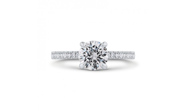 Shah Luxury 14K White Gold Round Cut Diamond Solitaire Plus Engagement Ring (Semi-Mount)