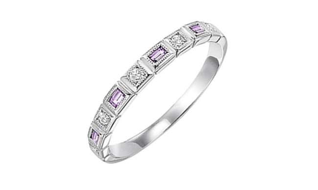 Gems One 14Kt White Gold Diamond (1/10Ctw) & Syn Alexandrite (1/8 Ctw) Ring