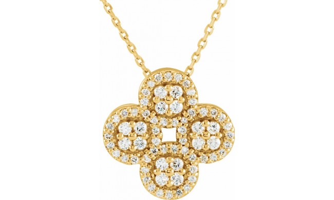 14K Yellow 1/2 CTW Diamond Clover 18 Necklace