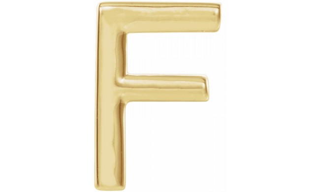 14K Yellow Single Initial F Earring