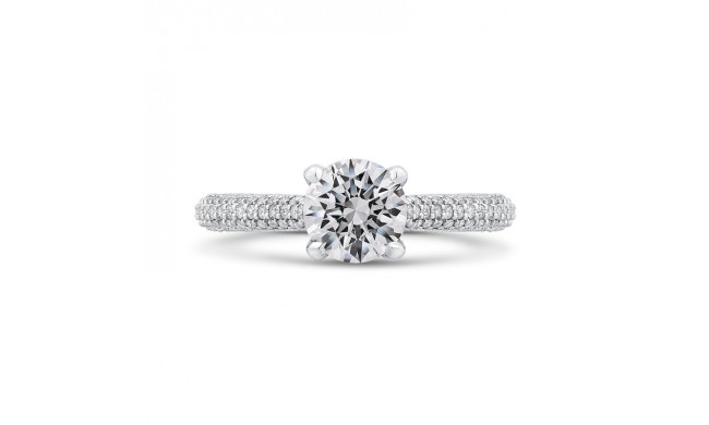 Shah Luxury 14K White Gold Round Cut Diamond Classic Engagement Ring (Semi-Mount)