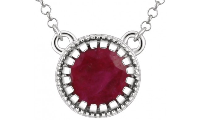 14K White Ruby July 18 Birthstone Necklace