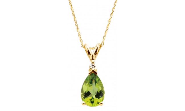14K Yellow 10x7 mm Pear Peridot & .04 CT Diamond 18 Necklace