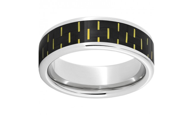 Serinium Pipe Cut Band with Black and Yellow Carbon Fiber Inlay