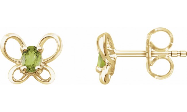 14K Yellow 4x3 mm Oval August Youth Butterfly Birthstone Earrings