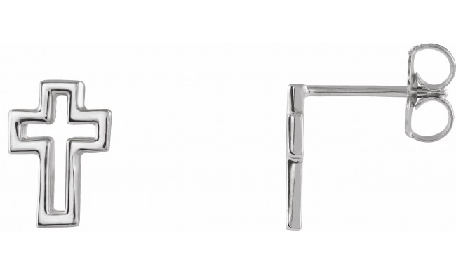 14K White Open Cross Earrings