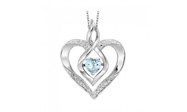 Gems One Silver Diamond (1/50 Ctw) & Created-Aquamarine (1/4 Ctw) Pendant