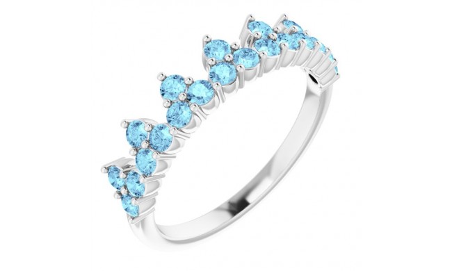 14K White Aquamarine Crown Ring