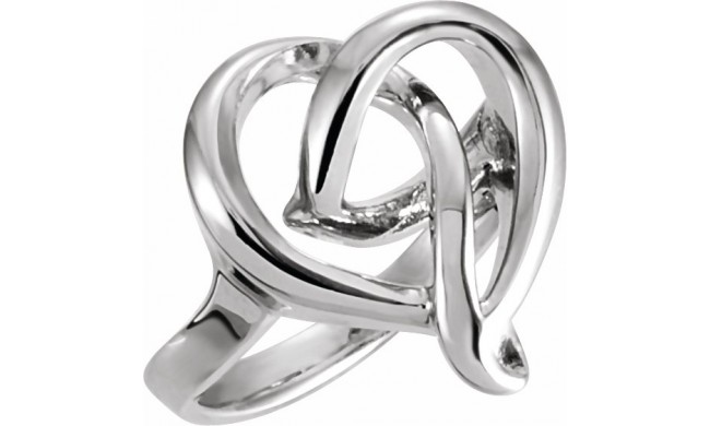 14K White 16 mm Freeform Heart Ring