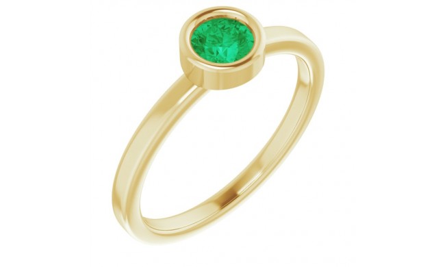 14K Yellow 4.5 mm Round Emerald Ring