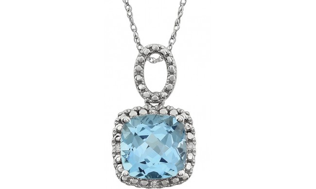 14K White Sky Blue Topaz & .03 CTW Diamond 18 Necklace