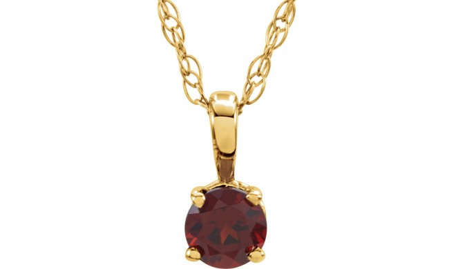 14K Yellow 3 mm Round Mozambique Garnet Youth Birthstone 14 Necklace