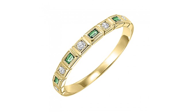Gems One 14Kt Yellow Gold Diamond (1/10Ctw) & Emerald (1/8 Ctw) Ring
