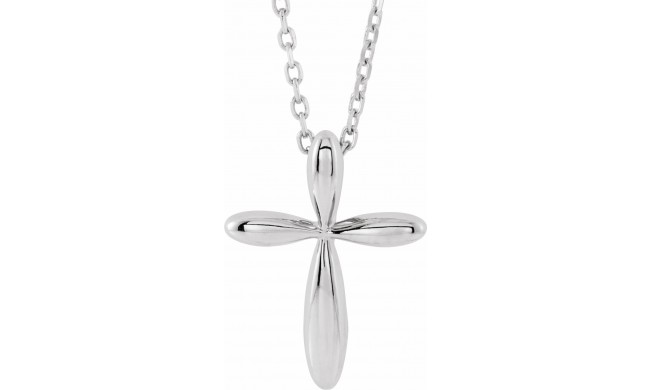 14K White 14.65x11.2 mm Cross 16-18 Necklace