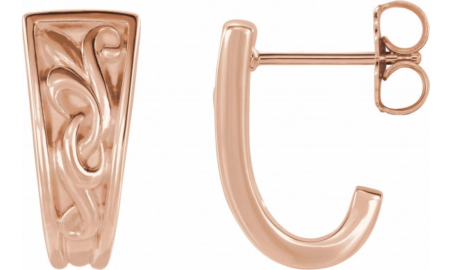 14K Rose Vintage-Inspired J-Hoop Earrings