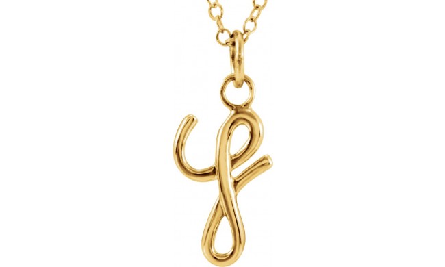 14K Yellow Script Lowercase Initial Y 18 Necklace