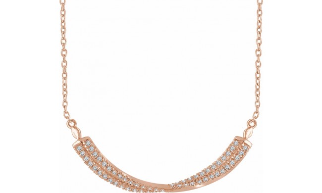 14K Rose 1/4 CTW Diamond Twisted Bar 16-18 Necklace