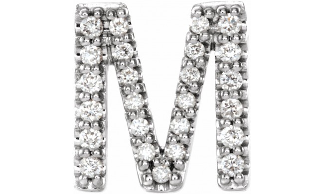 14K White .08 CTW Diamond Single Initial M Earring