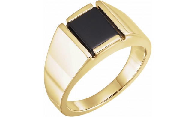 14K Yellow Onyx Bezel-Set Ring