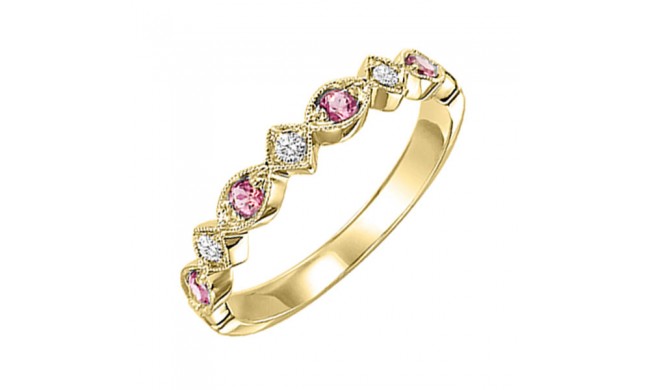 Gems One 14Kt Yellow Gold Diamond (1/20Ctw) & Pink Tourmaline Ring