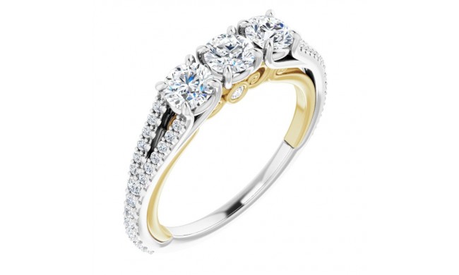 14K White & Yellow 1 CTW Diamond Anniversary Band