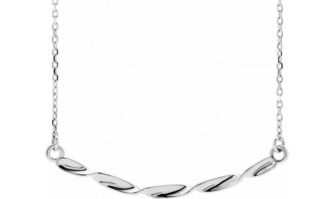 14K White Twisted Ribbon Bar 16-18 Necklace