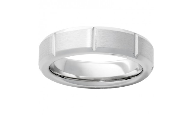 Serinium Beveled Edge Band with Milled Vertical Grooves and Satin Finish