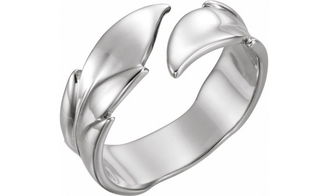 14K White Leaf Ring