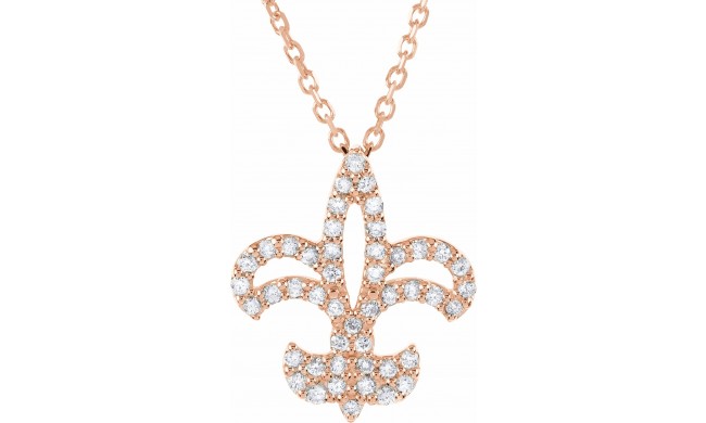 14K Rose 1/5 CTW Diamond Fleur De Lis 16 Necklace