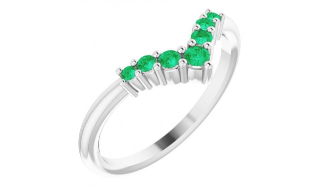 14K White Emerald Graduated V Ring