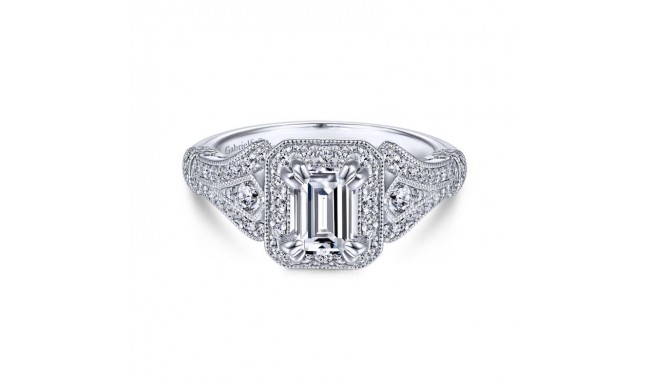 Gabriel & Co. 14k White Gold Victorian Halo Engagement Ring