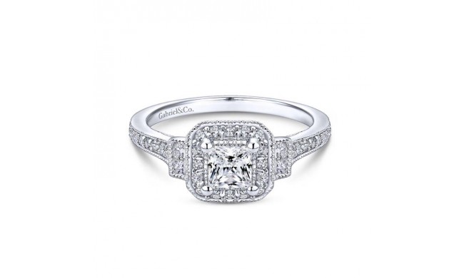 Gabriel & Co. 14k White Gold Victorian Halo Engagement Ring