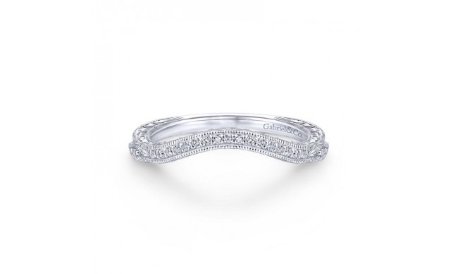 Gabriel & Co. 14k White Gold Victorian Curved Wedding Band