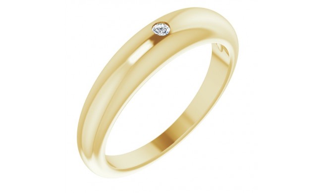 14K Yellow .03 CT Diamond Petite Dome Ring