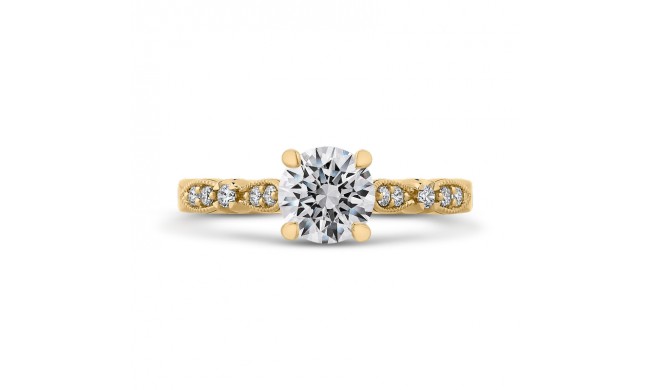 Shah Luxury 14K Yellow Gold Round Diamond Vintage Engagement Ring (Semi-Mount)