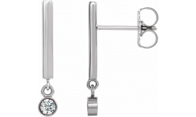 14K White 1/8 CTW Diamond Bar Earrings
