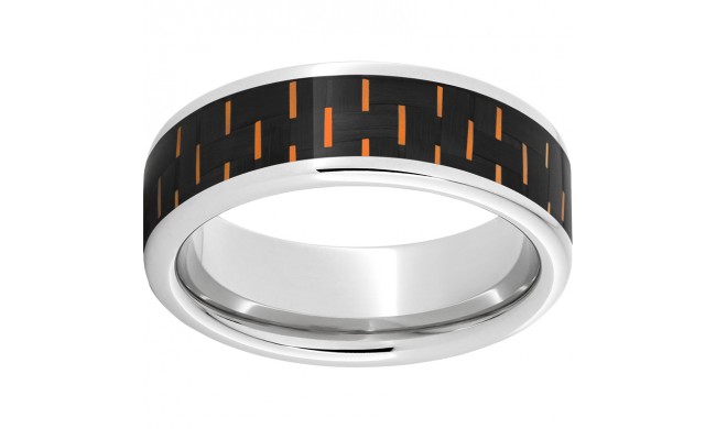 Serinium Pipe Cut Band with Black and Orange Carbon Fiber Inlay