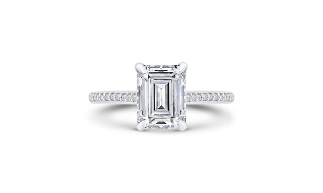 Shah Luxury Emerald Diamond Engagement Ring In 14K White Gold (Semi-Mount)
