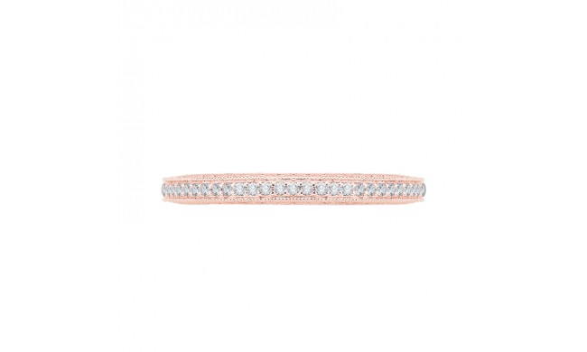 Shah Luxury 14K Rose Gold Round Diamond Eternity Wedding Band