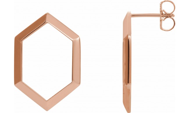 14K Rose Geometric Drop Earrings