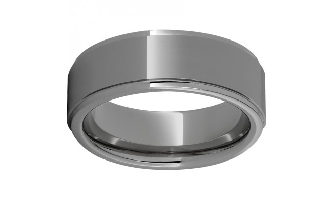 Rugged Tungsten  8mm Flat Grooved Edge Band and Polished Finish